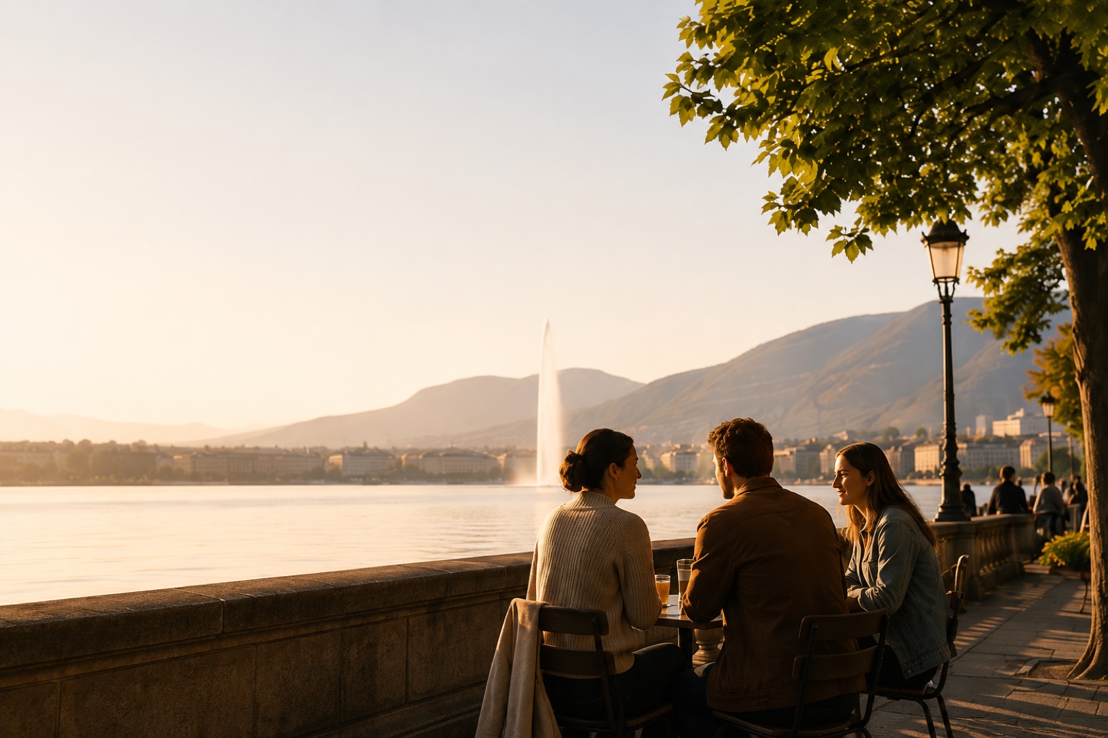 Moment partagé au bord du lac à Genève